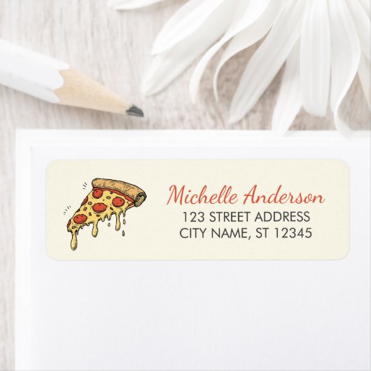 Cute Italian Pizzeria Pizza Return Address         ラベル (インサイチュ)
