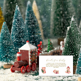 Cute It's Cold Outside Bear Books For Baby Shower エンクロージャーカード