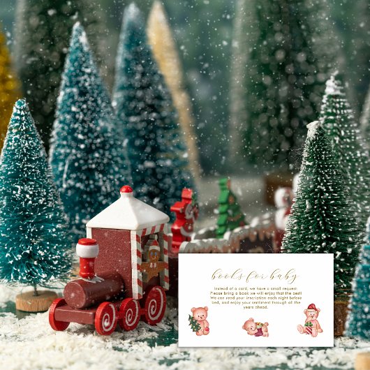 Cute It's Cold Outside Bear Books For Baby Shower エンクロージャーカード