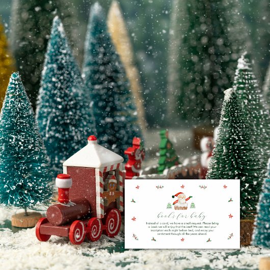 Cute It's Cold Outside Books For Santa Baby Shower エンクロージャーカード