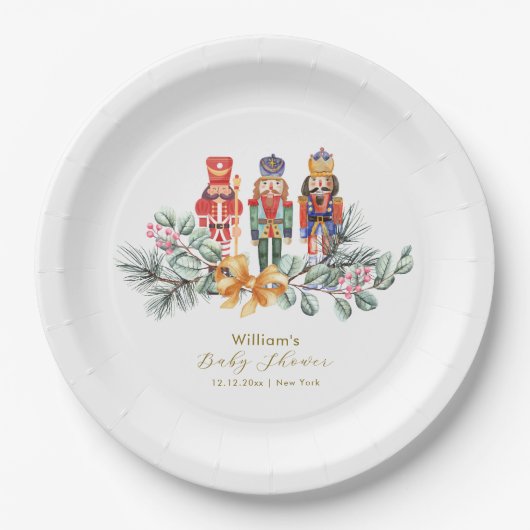 Cute It's Cold Outside Nutcracker Baby Shower ペーパープレート (正面)