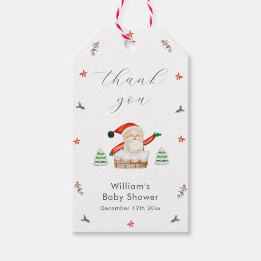 Cute It's Cold Outside Santa Baby Shower Thank You ギフトタグ (正面)