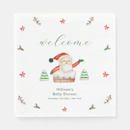 Cute It's Cold Outside Santa Baby Shower Welcome  スタンダードランチョンナプキン