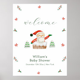 Cute It's Cold Outside Santa Baby Shower Welcome  ポスター