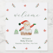 Cute It's Cold Outside Santa Baby Shower Welcome  ワインラベル (シングルラベル)