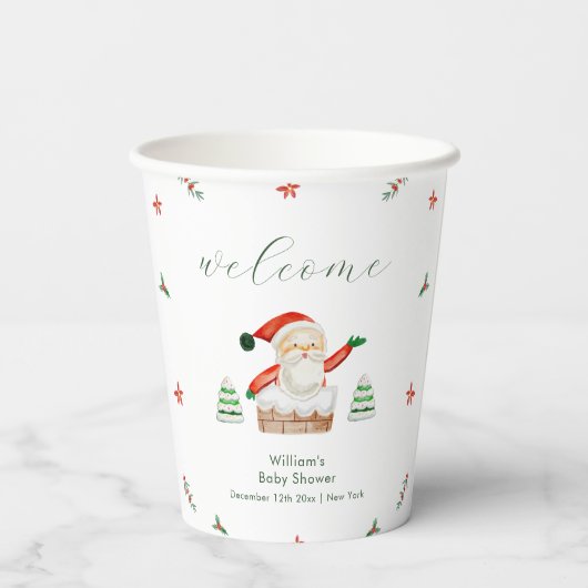 Cute It's Cold Outside Santa Baby Shower Welcome 紙コップ (裏面)