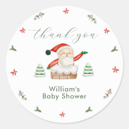 Cute It's Cold Outside Winter Santa Baby Shower  ラウンドシール