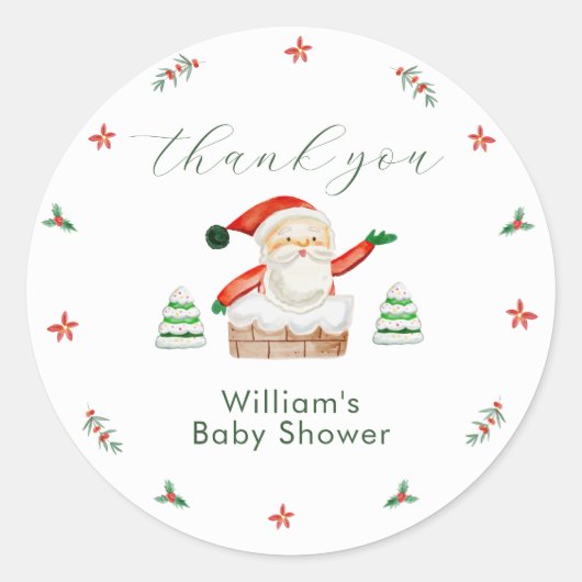 Cute It's Cold Outside Winter Santa Baby Shower  ラウンドシール (正面)