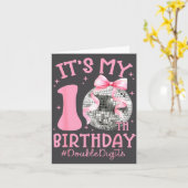 Cute It's My 10th Birthday Girl Coquette Bow Disco カード (黄色い花)