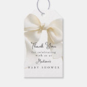 Cute Ivory Coquette Bow Baby Shower ギフトタグ (正面)