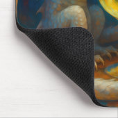 Cute Ivory Dragon & White Wine Fantasy Art マウスパッド (コーナー)