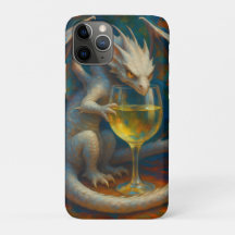Cute Ivory Dragon & White Wine Fantasy Art