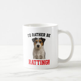 Cute Jack Russell 'I'd rather be RATTING' mug コーヒーマグカップ