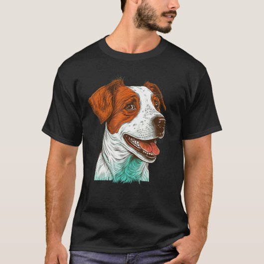 Cute Jack Russell Terrier Dog on Jack Russell Terr Tシャツ (正面)