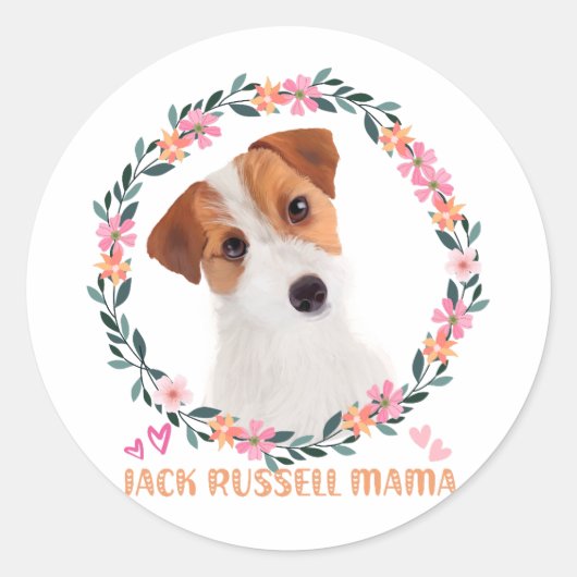 Cute Jack Russell Terrier - Jack Russell Mama ラウンドシール (正面)
