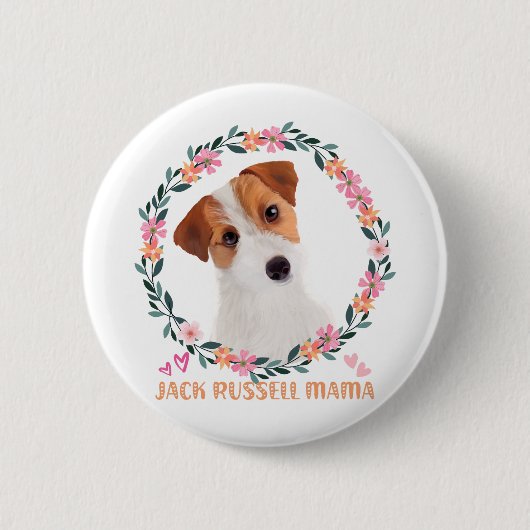 Cute Jack Russell Terrier - Jack Russell Mama 缶バッジ (正面)