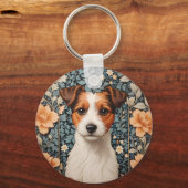 Cute Jack Russell Terrier William Morris Inspired キーホルダー (正面)