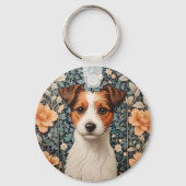 Cute Jack Russell Terrier William Morris Inspired キーホルダー (裏面)