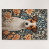 Cute Jack Russell Terrier William Morris Inspired ジグソーパズル (横)