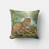 Cute Jaguar Mama And Cubs Jungle Animals  クッション (正面)