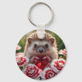 Cute January Hedgehog with Garnet Heart キーホルダー (正面)