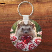 Cute January Hedgehog with Garnet Heart キーホルダー (正面)