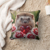 Cute January Hedgehog with Garnet Heart クッション (ブランケット)