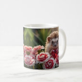 Cute January Hedgehog with Garnet Heart コーヒーマグカップ (正面右)