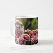Cute January Hedgehog with Garnet Heart コーヒーマグカップ (正面左)