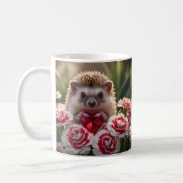 Cute January Hedgehog with Garnet Heart コーヒーマグカップ