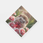 Cute January Hedgehog with Garnet Heart スタンダードランチョンナプキン (角)