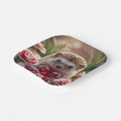 Cute January Hedgehog with Garnet Heart ペーパープレート (傾斜あり)