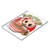 Cute Japanese Cat Eating Noodles with Chopsticks ノートブック (左側)