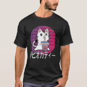 Cute Japanese Kawaii Cat Boba Bubble Tea Vaporwave Tシャツ (正面)