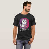 Cute Japanese Kawaii Cat Boba Bubble Tea Vaporwave Tシャツ (正面フル)
