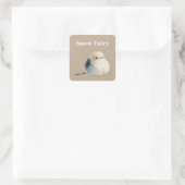 Cute Japanese Long-Tailed Tit Snow Fairy スクエアシール (バッグ)