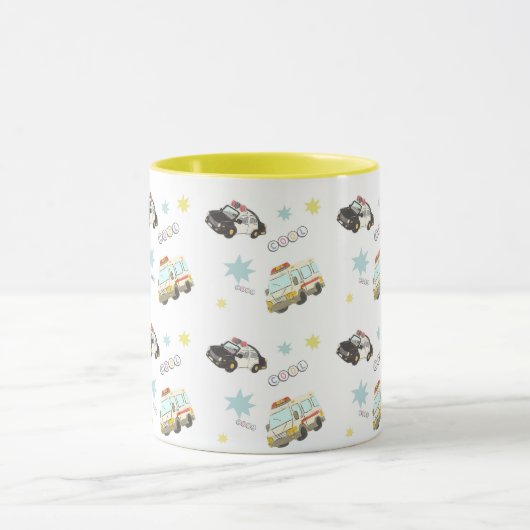 Cute Japanese Police & Ambulance - Soft Colors マグカップ (中央)