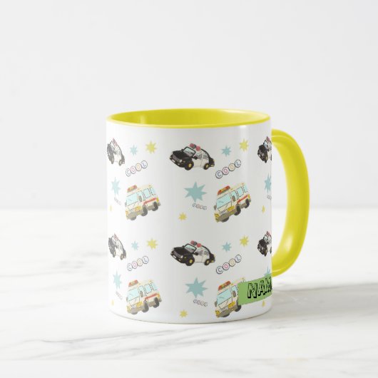 Cute Japanese Police & Ambulance - Soft Colors マグカップ (正面右)