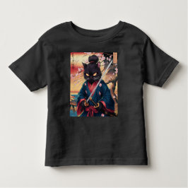 Cute Japanese Samurai Cat  トドラーTシャツ