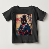 Cute Japanese Samurai Cat  ベビーTシャツ (正面)