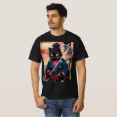 Cute Japanese Samurai Cat  Tシャツ (正面フル)