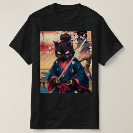 Cute Japanese Samurai Cat  Tシャツ