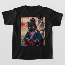 Cute Japanese Samurai Cat  Tシャツ