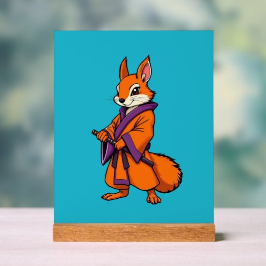 Cute Japanese Samurai Squirrel アクリルサイン (ニュートラル)