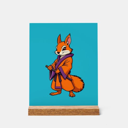 Cute Japanese Samurai Squirrel アクリルサイン (正面)