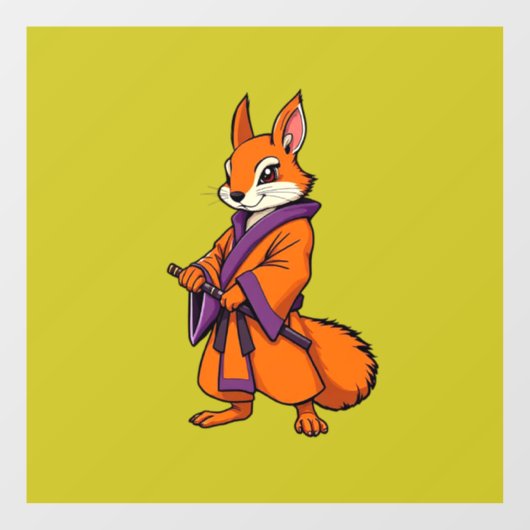 Cute Japanese Samurai Squirrel ウィンドウサイン (シート)