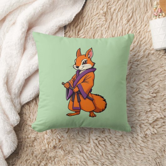 Cute Japanese Samurai Squirrel クッション (ブランケット)