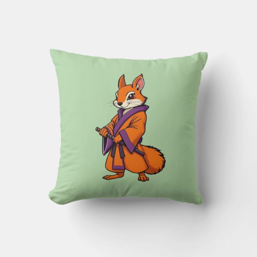 Cute Japanese Samurai Squirrel クッション (正面)