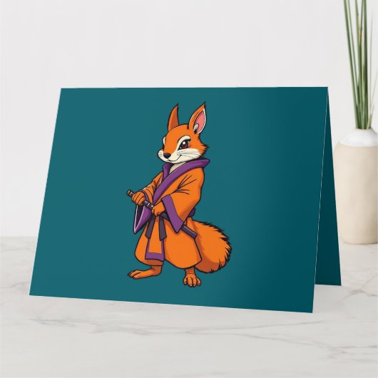 Cute Japanese Samurai Squirrel サンキューカード (正面)