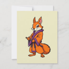 Cute Japanese Samurai Squirrel ノートカード